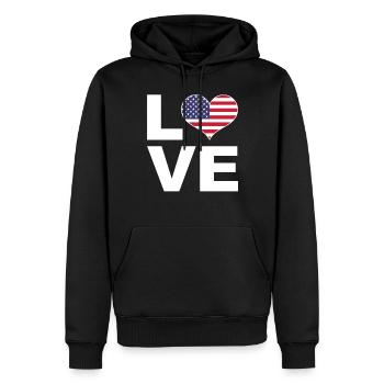 Ich liebe Usa Herz Flagge Usa - Männer Premium Bio Hoodie - Schwarz - Vorne - Nico (187cm)