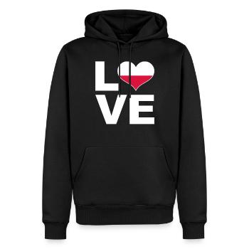 J’aime la Pologne drapeau du cœur Pologne - Sweat à capuche Premium bio Homme - noir - Devant - Nico (187cm)