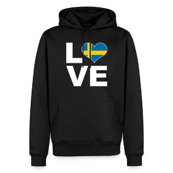 Ich liebe Schweden Herz Flagge Schweden - Männer Premium Bio Hoodie - Schwarz - Vorne - Nico (187cm)