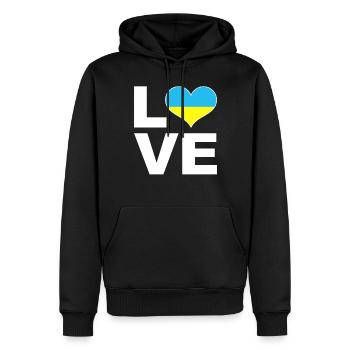 Ich liebe Ukraine Herz Flagge Ukraine - Männer Premium Bio Hoodie - Schwarz - Vorne - Nico (187cm)