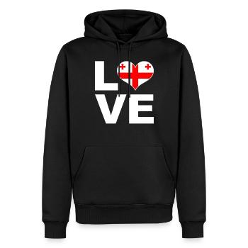 J’aime le drapeau du cœur de la Géorgie - Sweat à capuche Premium bio Homme - noir - Devant - Nico (187cm)