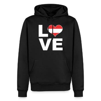 I love Austria Heart Flag Austria - Men’s Premium Organic Hoodie - black - Front - Nico (187cm)