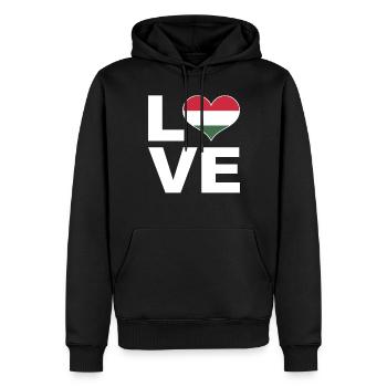 J’aime la Hongrie Heart Flag Hongrie - Sweat à capuche Premium bio Homme - noir - Devant - Nico (187cm)