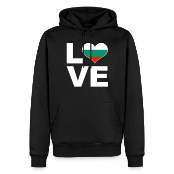 J’aime la Bulgarie drapeau du cœur Bulgarie - Sweat à capuche Premium bio Homme - noir - Devant - Nico (187cm)