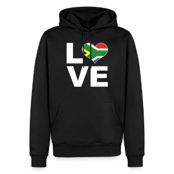 J’aime l’Afrique du Sud drapeau du cœur Afrique du Sud - Sweat à capuche Premium bio Homme - noir - Devant - Nico (187cm)