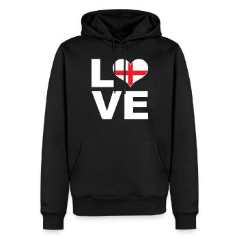 J’aime l’Angleterre drapeau du cœur Angleterre - Sweat à capuche Premium bio Homme - noir - Devant - Nico (187cm)