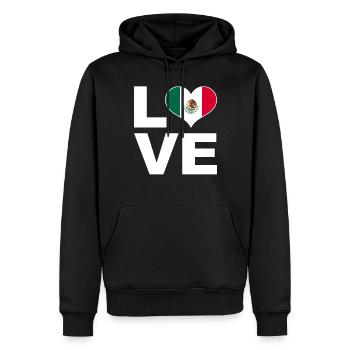Ich liebe Mexiko Herz Flagge Mexiko - Männer Premium Bio Hoodie - Schwarz - Vorne - Nico (187cm)