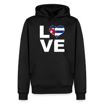 J’aime Cuba drapeau du cœur Cuba - Sweat à capuche Premium bio Homme - noir - Devant - Nico (187cm)