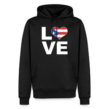 J’adore porto rico drapeau du cœur Porto Rico - Sweat à capuche Premium bio Homme - noir - Devant - Nico (187cm)