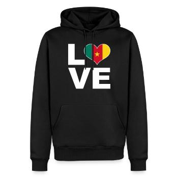 J’aime le cameroun drapeau du cœur Cameroun - Sweat à capuche Premium bio Homme - noir - Devant - Nico (187cm)