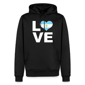 J’aime l’Argentine drapeau du cœur Argentine - Sweat à capuche Premium bio Homme - noir - Devant - Nico (187cm)