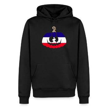 Hongrie Halloween Citrouille - Sweat à capuche Premium bio Homme - noir - Devant - Nico (187cm)