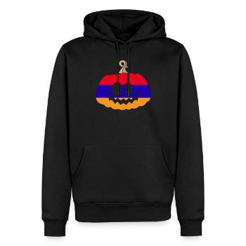 Hongrie Halloween Citrouille - Sweat à capuche Premium bio Homme - noir - Devant - Nico (187cm)