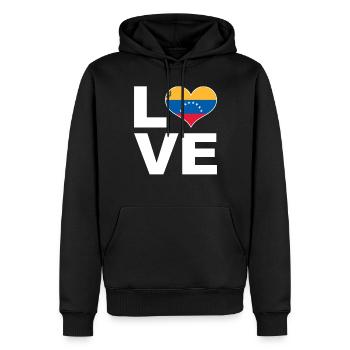 Ich liebe Venezuela Herz Flagge Venezuela - Männer Premium Bio Hoodie - Schwarz - Vorne - Nico (187cm)