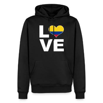 J’aime colombie drapeau de cœur Colombie - Sweat à capuche Premium bio Homme - noir - Devant - Nico (187cm)