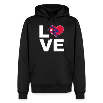 J’adore le drapeau du cœur du Népal - Sweat à capuche Premium bio Homme - noir - Devant - Nico (187cm)