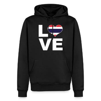 J’aime le drapeau du cœur de la Thaïlande - Sweat à capuche Premium bio Homme - noir - Devant - Nico (187cm)