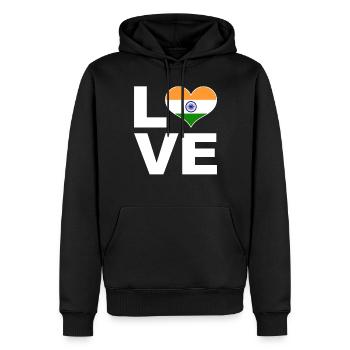 J’aime l’Inde drapeau du cœur Inde - Sweat à capuche Premium bio Homme - noir - Devant - Nico (187cm)