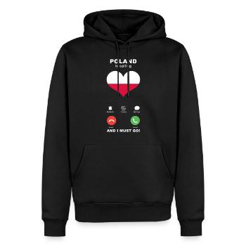 Polen is calling Polen Herz Souvenir - Männer Premium Bio Hoodie - Schwarz - Vorne - Nico (187cm)