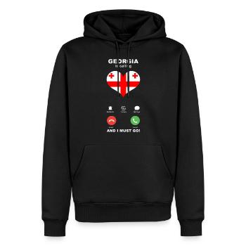 La Géorgie appelle Georgia Heart Souvenir - Sweat à capuche Premium bio Homme - noir - Devant - Nico (187cm)