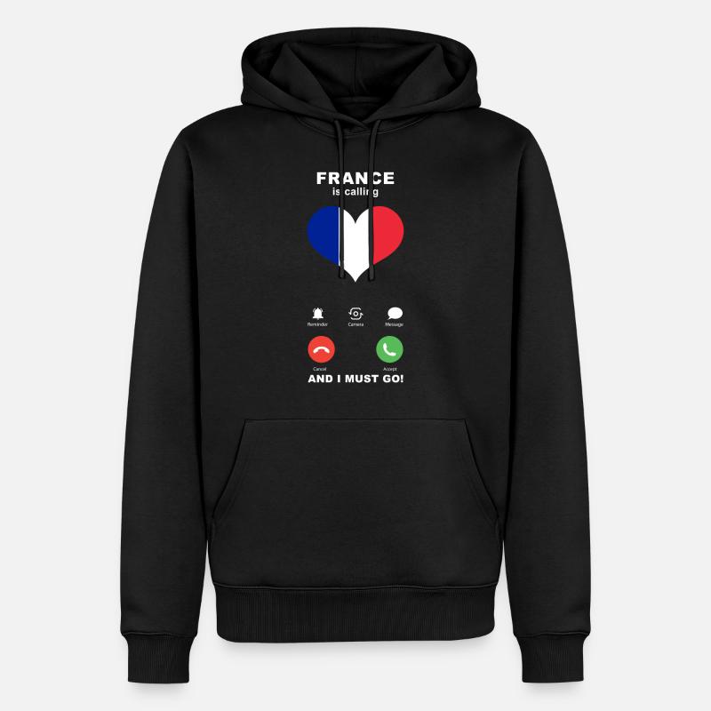 Frankreich is calling Frankreich Herz Souvenir - Männer Premium Bio Hoodie - Schwarz