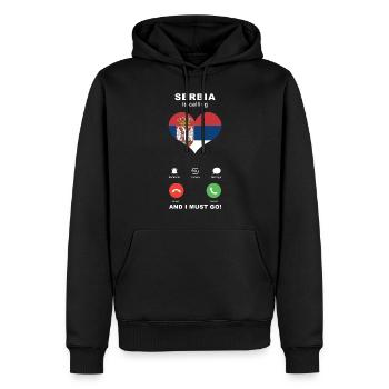 La Serbie appelle La Serbie Heart Souvenir - Sweat à capuche Premium bio Homme - noir - Devant - Nico (187cm)