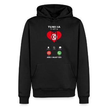 La Tunisie appelle Tunisia Heart Souvenir - Sweat à capuche Premium bio Homme - noir - Devant - Nico (187cm)
