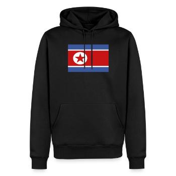 Drapeau officiel de la Corée du Nord Pays nord-coréen - Sweat à capuche Premium bio Homme - noir - Devant - Nico (187cm)
