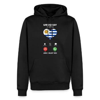 L’Uruguay appelle Uruguay Heart Souvenir - Sweat à capuche Premium bio Homme - noir - Devant - Nico (187cm)