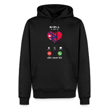Le Népal appelle Nepal Heart Souvenir - Sweat à capuche Premium bio Homme - noir - Devant - Nico (187cm)