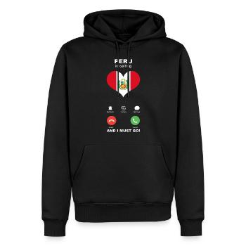 Le Pérou appelle le Pérou Heart Souvenir - Sweat à capuche Premium bio Homme - noir - Devant - Nico (187cm)