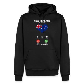 La Nouvelle-Zélande appelle New Zealand Heart Souvenir - Sweat à capuche Premium bio Homme - noir - Devant - Nico (187cm)