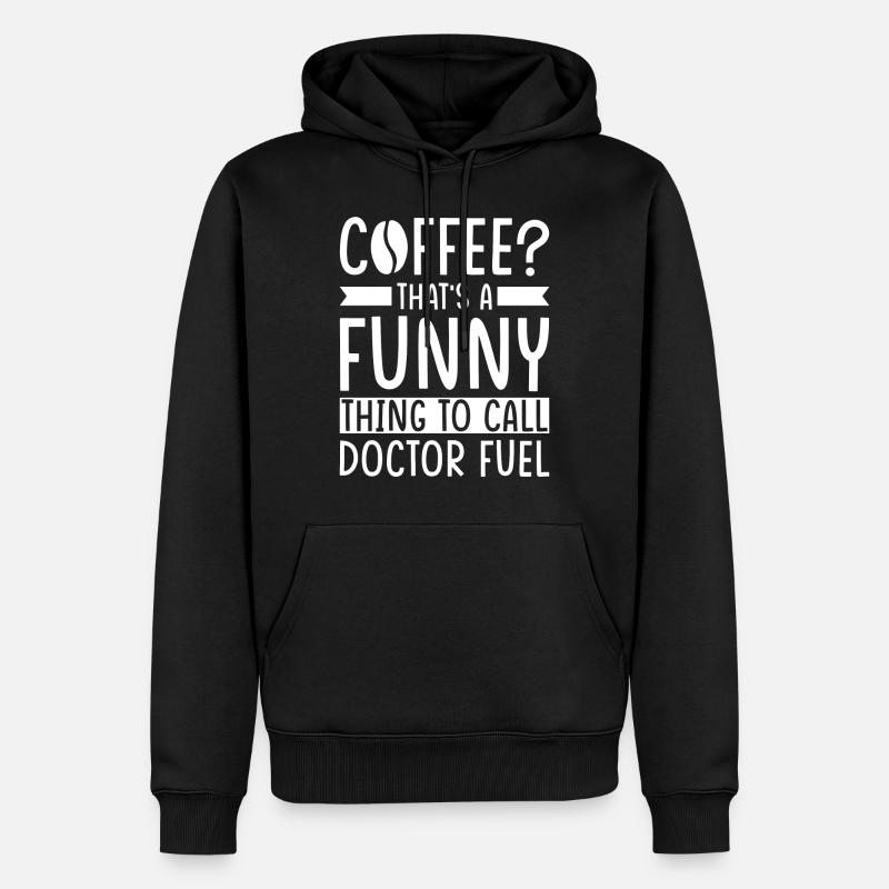 Doktor Kaffee Spruch - Männer Premium Bio Hoodie - Schwarz
