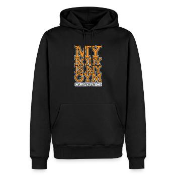 My Body is my Gym Calisthenics Fitness - Männer Premium Bio Hoodie - Schwarz - Vorne - Nico (187cm)