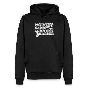 Personne ne se soucie de travailler plus fort Fitness Workout - Sweat à capuche Premium bio Homme - noir - Devant - Nico (187cm)
