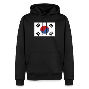 Drapeau officiel sud-coréen Pays sud-coréen - Sweat à capuche Premium bio Homme - noir - Devant - Nico (187cm)