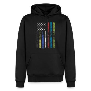 American Flag - Patriotic - Men’s Premium Organic Hoodie - black - Front - Nico (187cm)