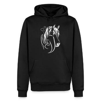 Cavalier Chevaux Fille Lineart Cheval - Sweat à capuche Premium bio Homme - noir - Devant - Nico (187cm)