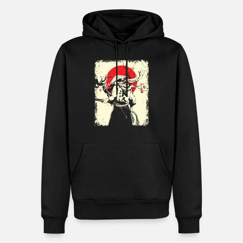 Samurai - Männer Premium Bio Hoodie - Schwarz