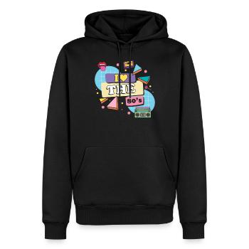 80er Jahre Retro - Männer Premium Bio Hoodie - Schwarz - Vorne - Nico (187cm)