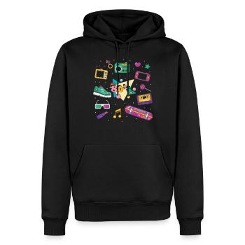 80er Jahre Retro - Männer Premium Bio Hoodie - Schwarz - Vorne - Nico (187cm)