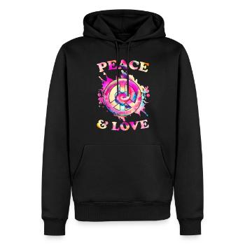 Frieden Liebe Hippie - Männer Premium Bio Hoodie - Schwarz - Vorne - Nico (187cm)