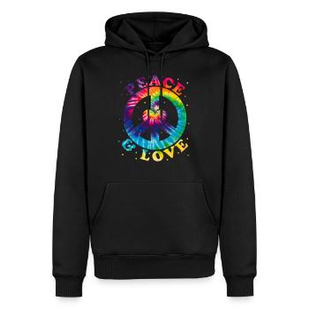 Frieden Liebe Hippie - Männer Premium Bio Hoodie - Schwarz - Vorne - Nico (187cm)
