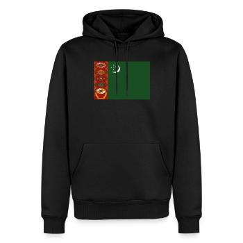 Drapeau officiel du Turkménistan Turkmène Turkmène - Sweat à capuche Premium bio Homme - noir - Devant - Nico (187cm)