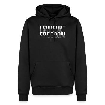 Liberté Soutien Liberté Citation - Sweat à capuche Premium bio Homme - noir - Devant - Nico (187cm)