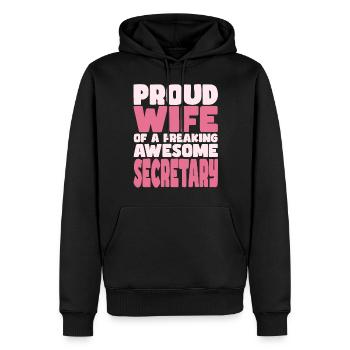 Fière épouse d’un sacré bon secrétaire - Sweat à capuche Premium bio Homme - noir - Devant - Nico (187cm)