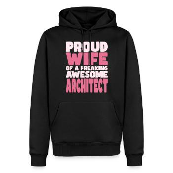 Fière épouse d’un sacré bon architecte - Sweat à capuche Premium bio Homme - noir - Devant - Nico (187cm)
