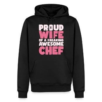 Fière épouse d’un sacré bon chef - Sweat à capuche Premium bio Homme - noir - Devant - Nico (187cm)