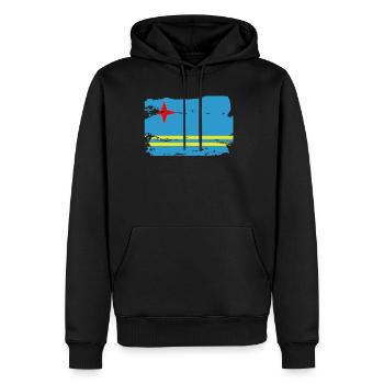 Drapeau officiel Aruba Aruba Country Pride Vintage - Sweat à capuche Premium bio Homme - noir - Devant - Nico (187cm)