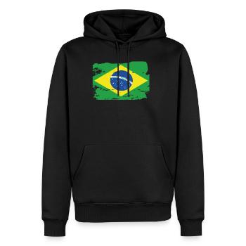 Drapeau officiel du Brésil Fierté du pays brésilien - Sweat à capuche Premium bio Homme - noir - Devant - Nico (187cm)